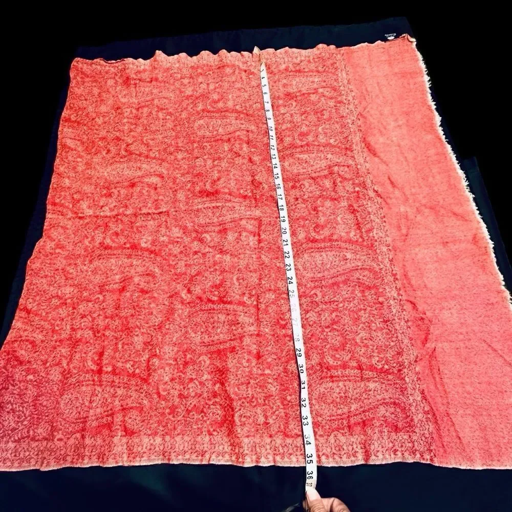 Valerie Stevens Woven Wool Pink Paisley Wrap Shawl Scarf 35” x 67” approx. - Picture 9 of 11